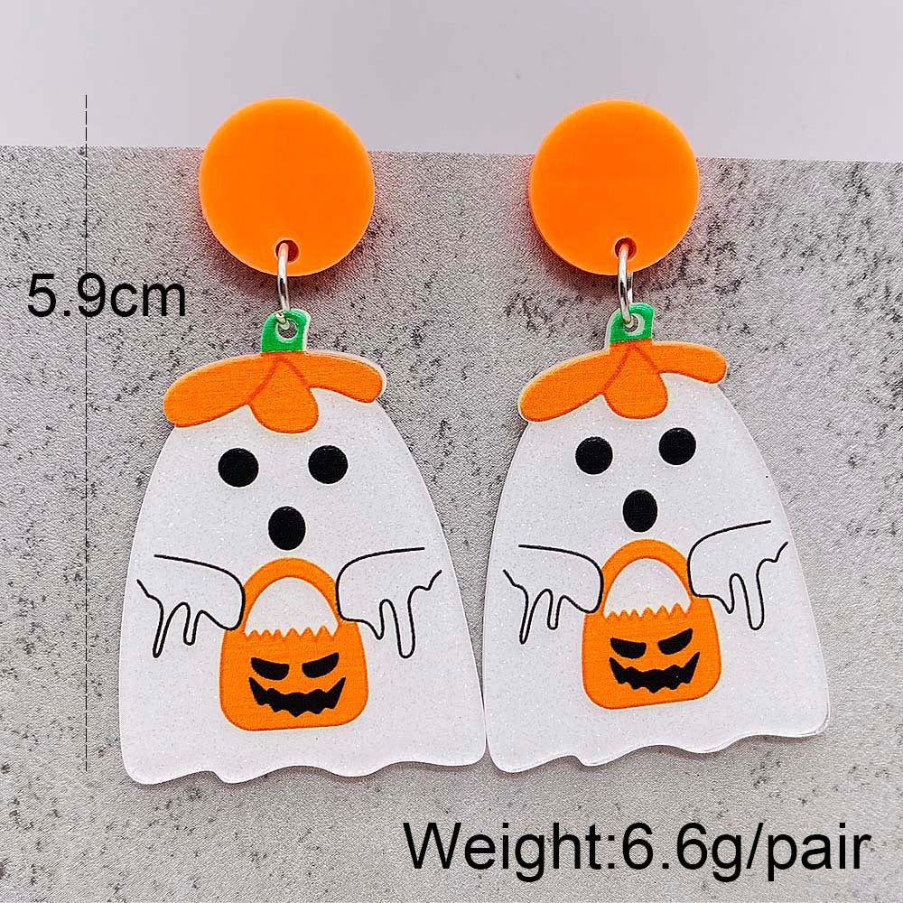 Acrylic Halloween Ghost Pumpkin Earrings (Minimo de Compra 2) MIC-ChenY023