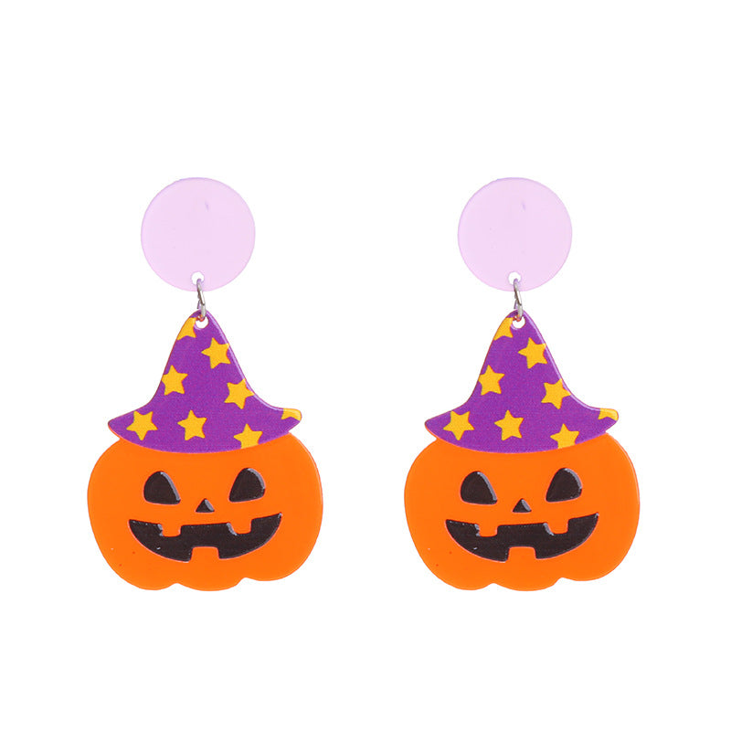 Acrylic Pumpkin Skeleton Ghost Earrings (Minimo de Compra 2) MIC-ChouT039