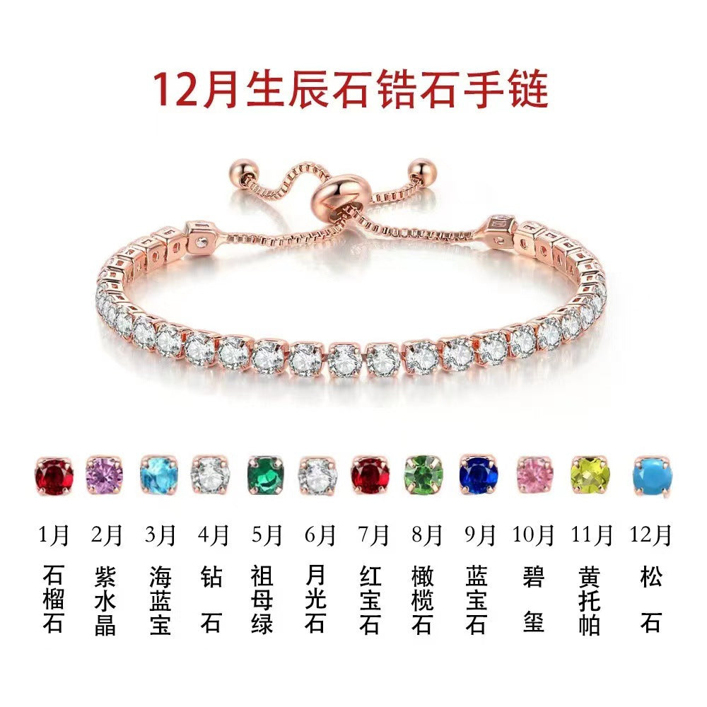 Alloy 4mm round single row full diamond bracelet (Minimo de Compra 2) MIC-LinD005