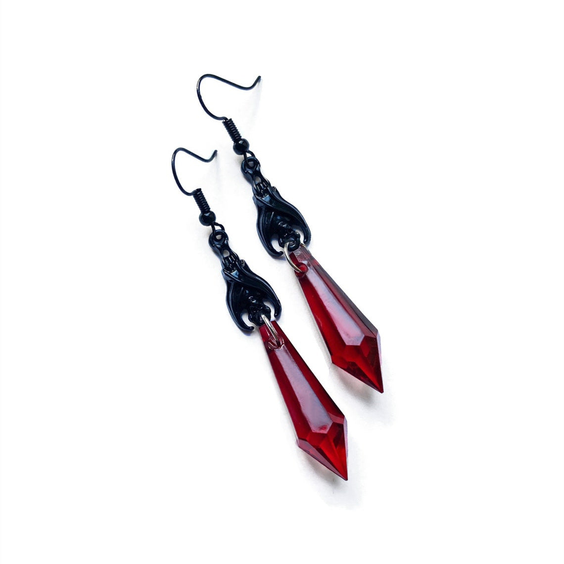 Alloy Red Black Gem Earrings MIC-AnM007