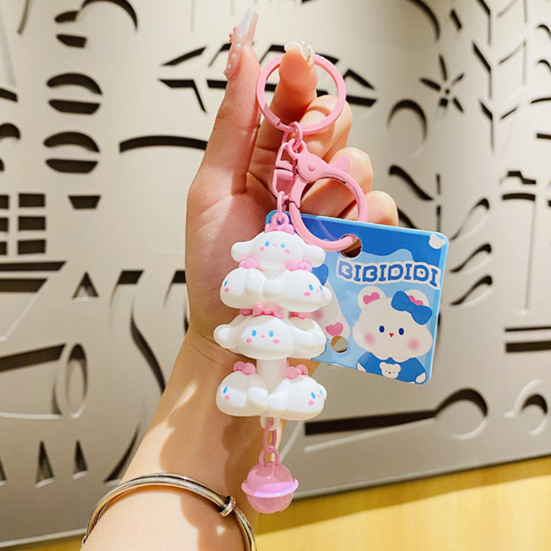 PVC cute cream dog folding music keychain MIC-HongL006