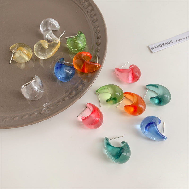 Alloy Candy Colorful Transparent Earrings (Minimo de compra 2) MIC-LuoN012