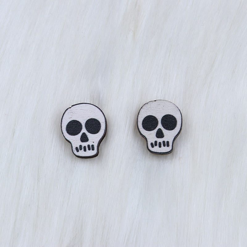 Acrylic Halloween Skull Head Earrings (Minimo de Compra 2) MYA-DuA027