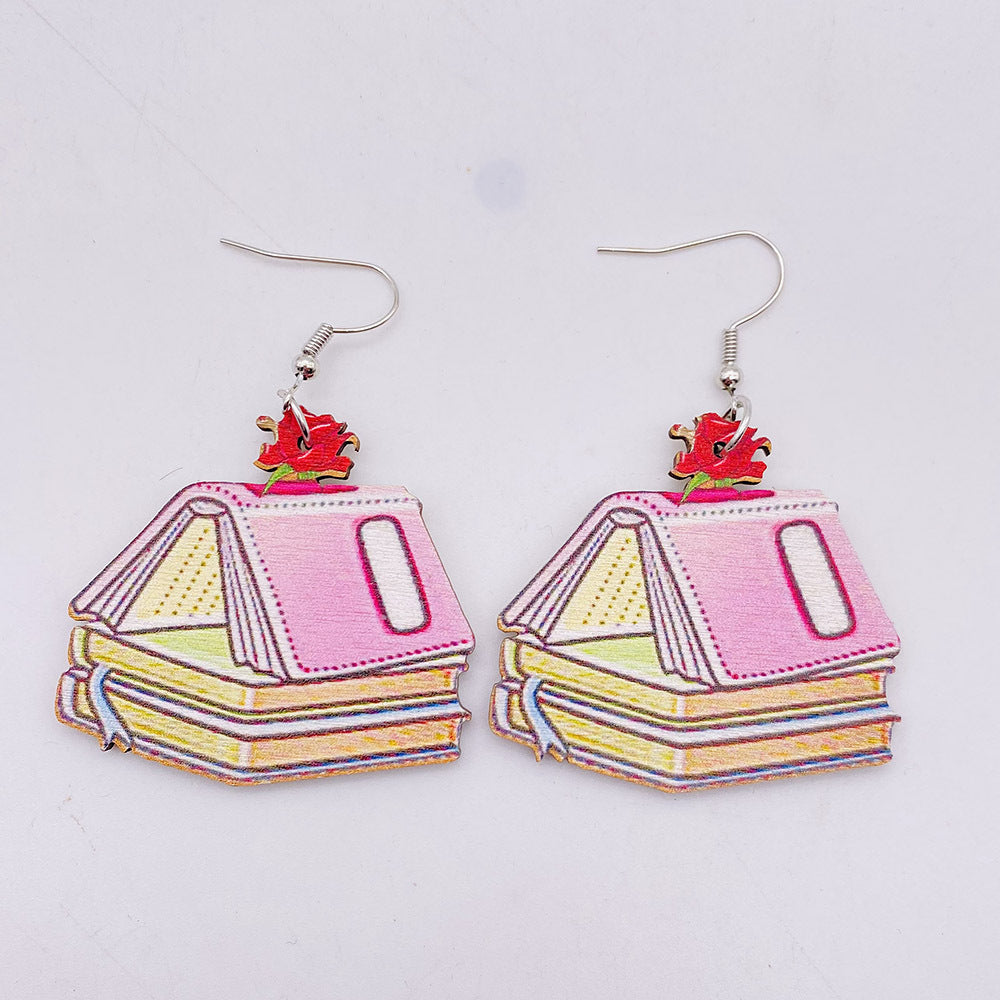 Alloy student wooden earrings MIC-ChenY008