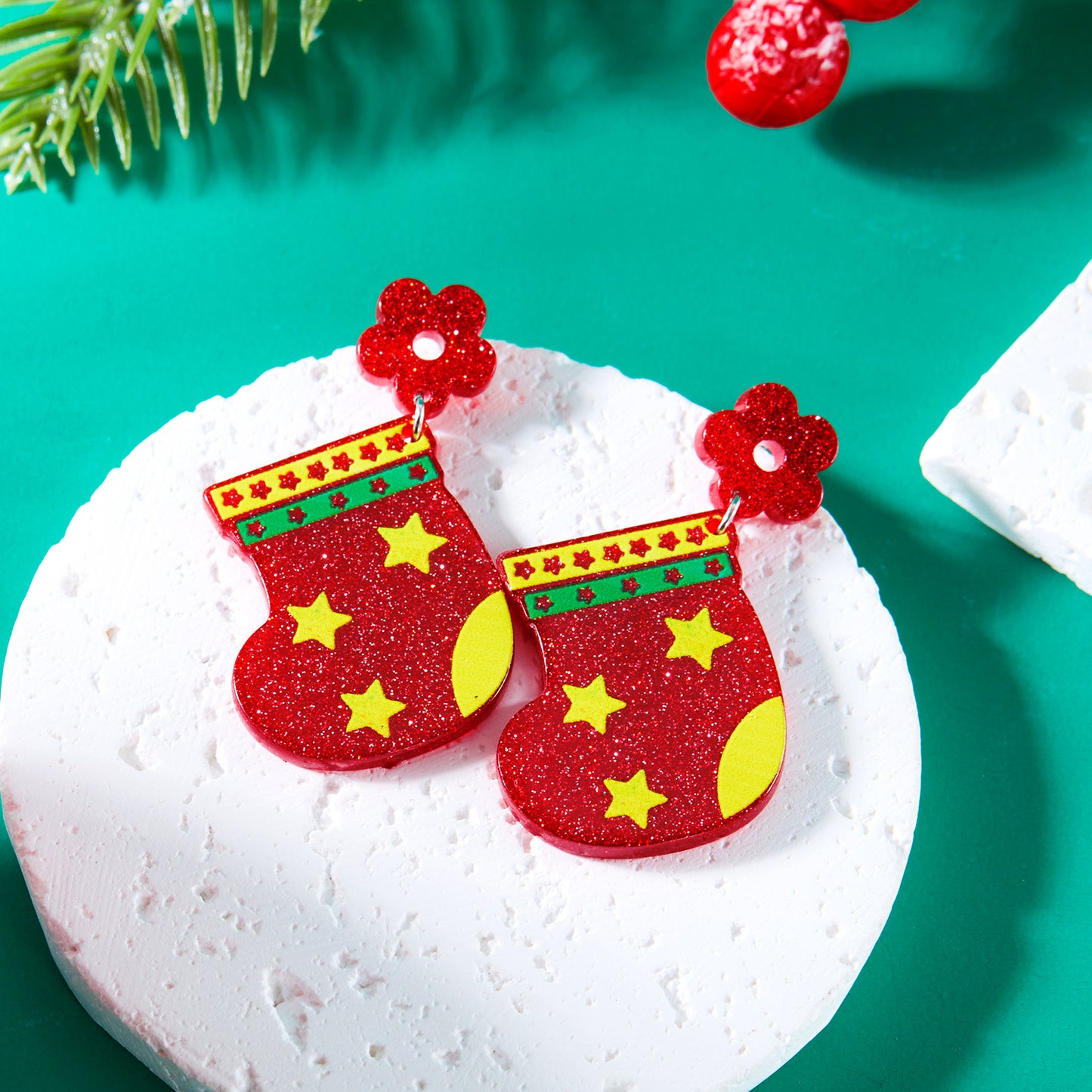 Alloy cartoon colored Christmas tree earrings MIC-ChuY007