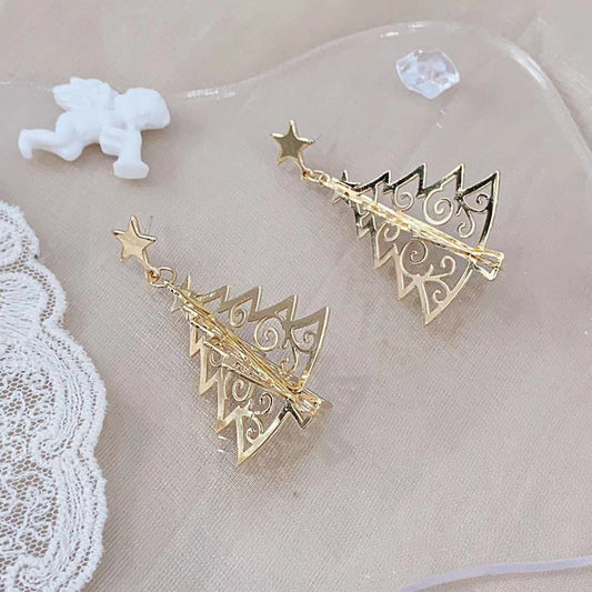 Alloy 3D Christmas Tree EarringsC