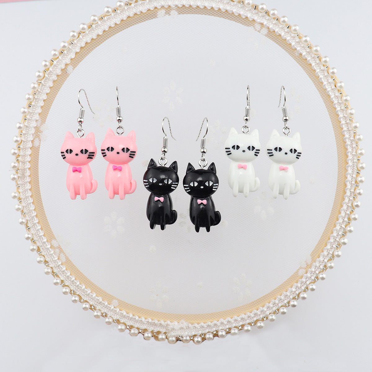 Acrylic Cute Cat Earrings MIC-NiQ036