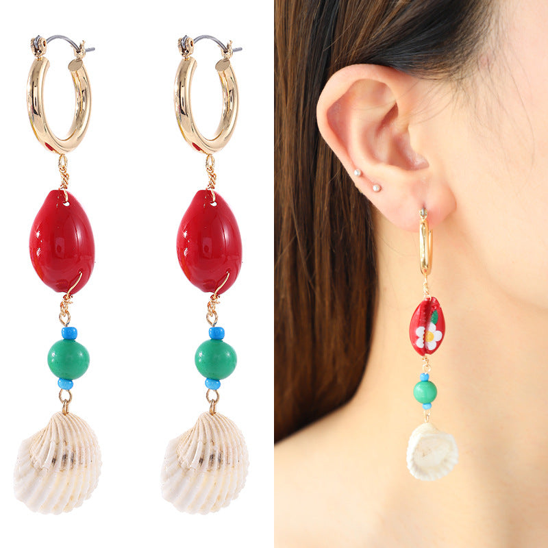 Acrylic Beach Shell Earrings (Minimo de Compra 5)  MYA-MingX006