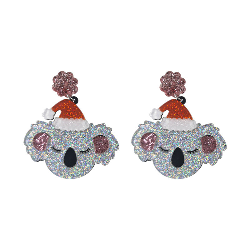 Acrylic Christmas hat koala earrings (Minimo de Compra 2) MIC-QingM012