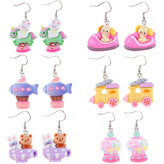 Alloy cartoon cute hot air balloon earrings MIC-NiQ046