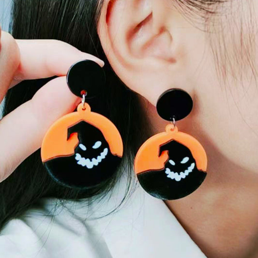 Acrylic Halloween Pumpkin Bat Earrings (Minimo de Compra 2) MYA-DuA022