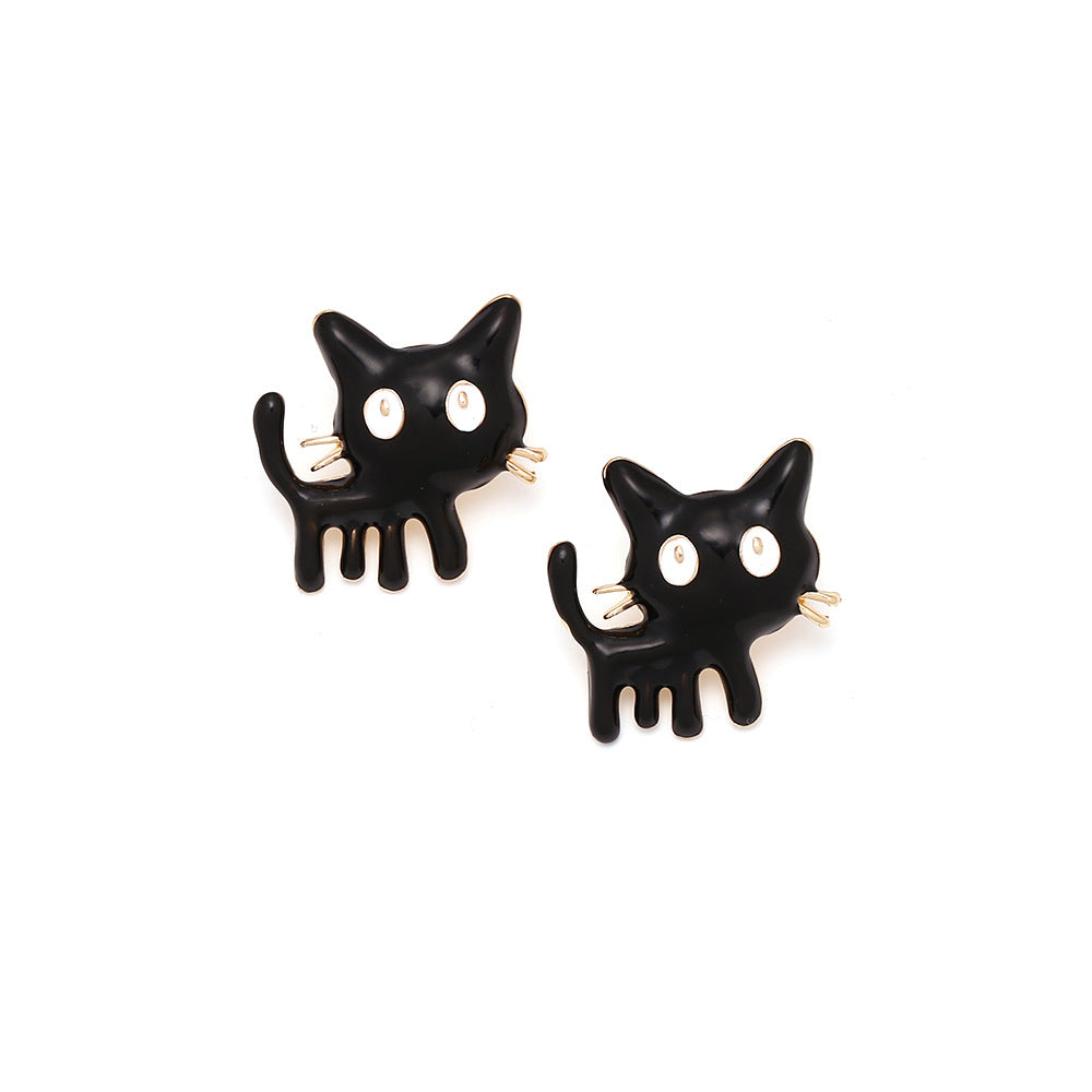 Alloy oil dripping kitten earrings MIC-ManY045