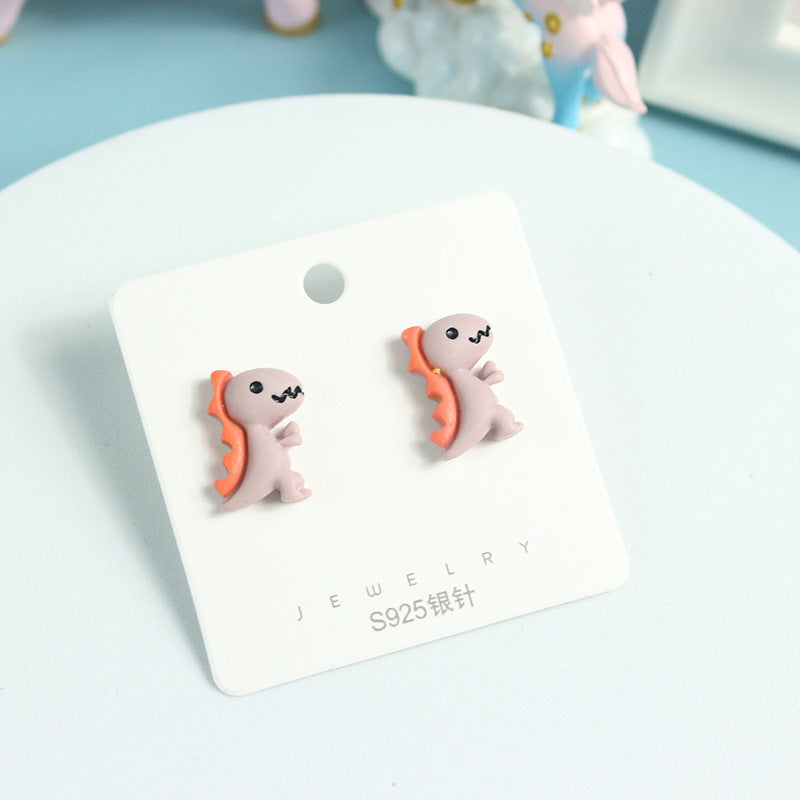 Acrylic Mini Dinosaur Earrings  (Minimo de Compra 2) MYA-PingH022