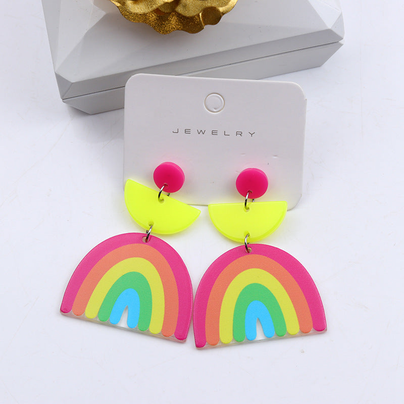 Alloy New Geometric Rainbow Earrings (Minimo de Compra 2) MIC-DuA058