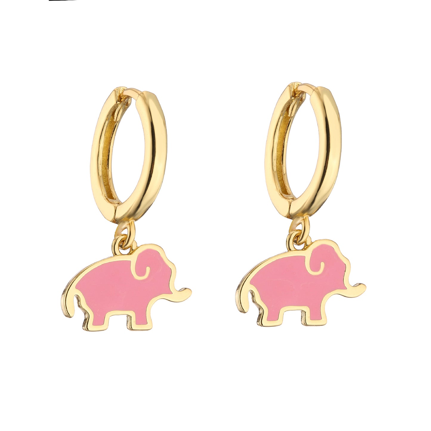 Alloy Peach Blossom Oil Elephant Earrings (Minimo de Compra 2) MIC-JuC027