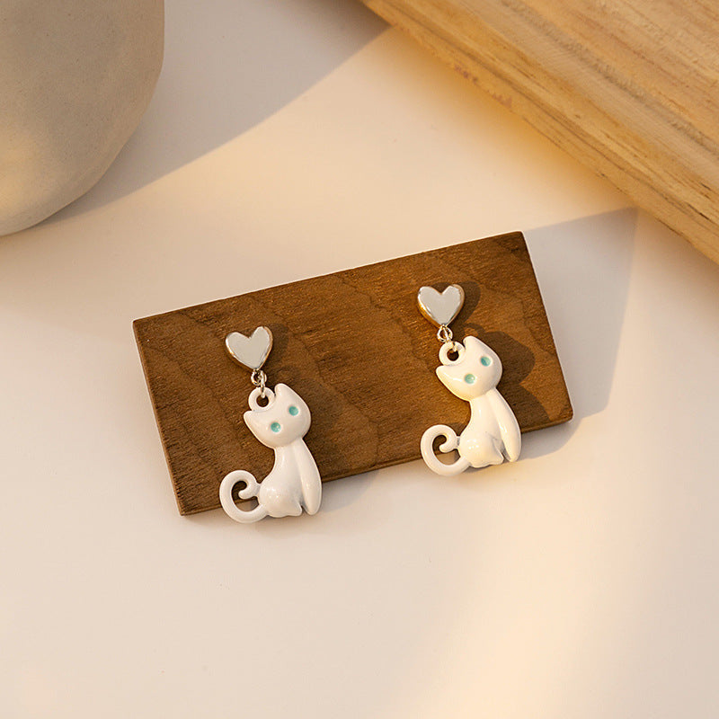 Alloy oil dripping cat earrings MIC-MDD140