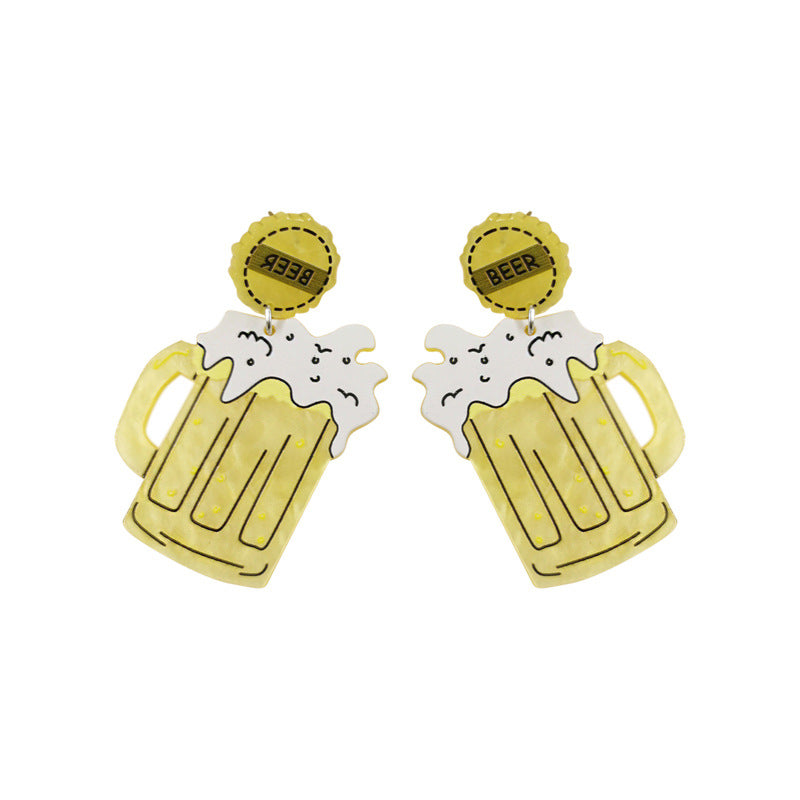 Acrylic beer glass champagne earrings (Minimo de Compra 2) MIC-QingM015