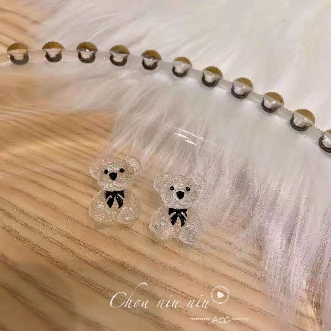 Resin bow bear earrings MYA-YiJ015