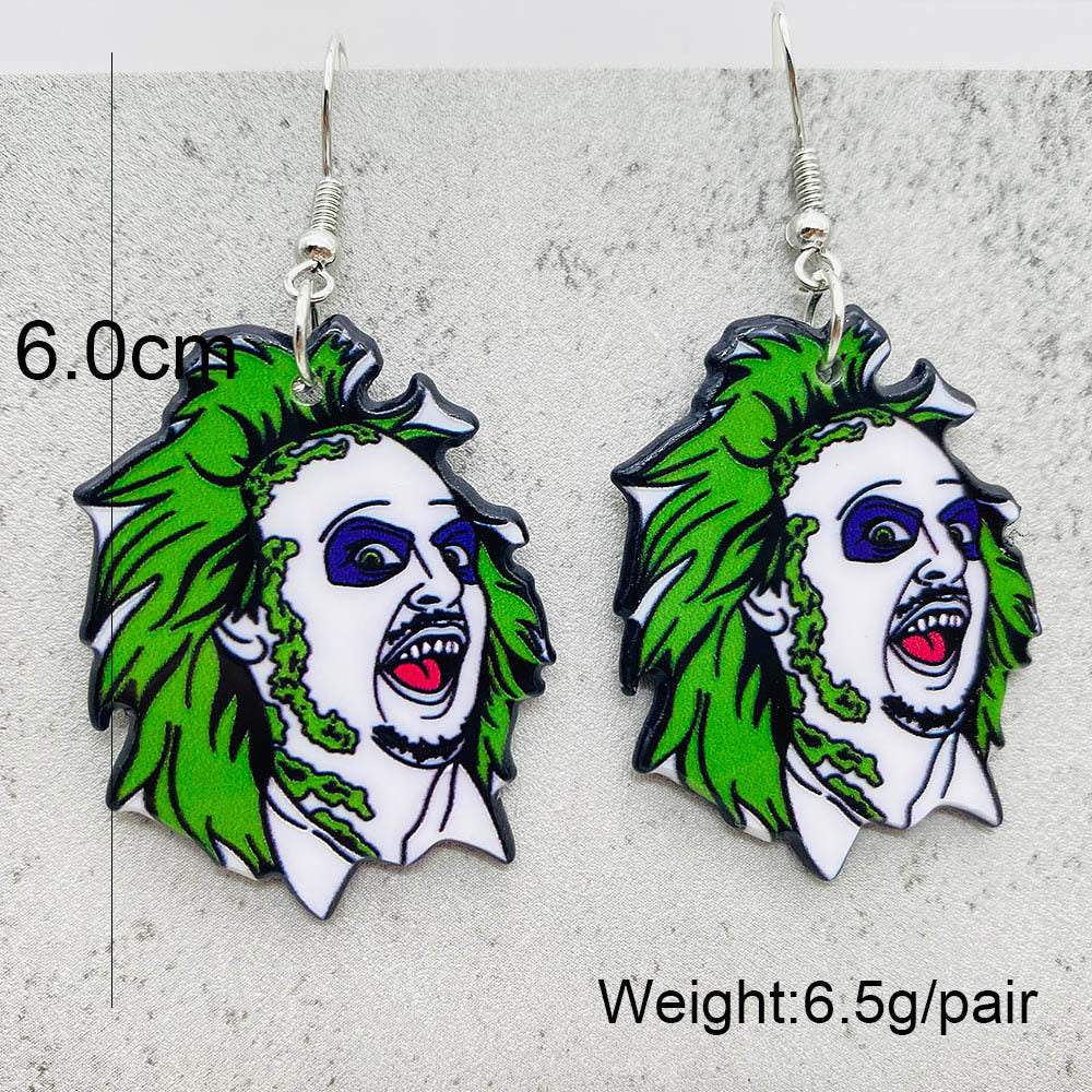 Acrylic Halloween Scary Skull Earrings (Minimo de Compra 2) MIC-ChenY025