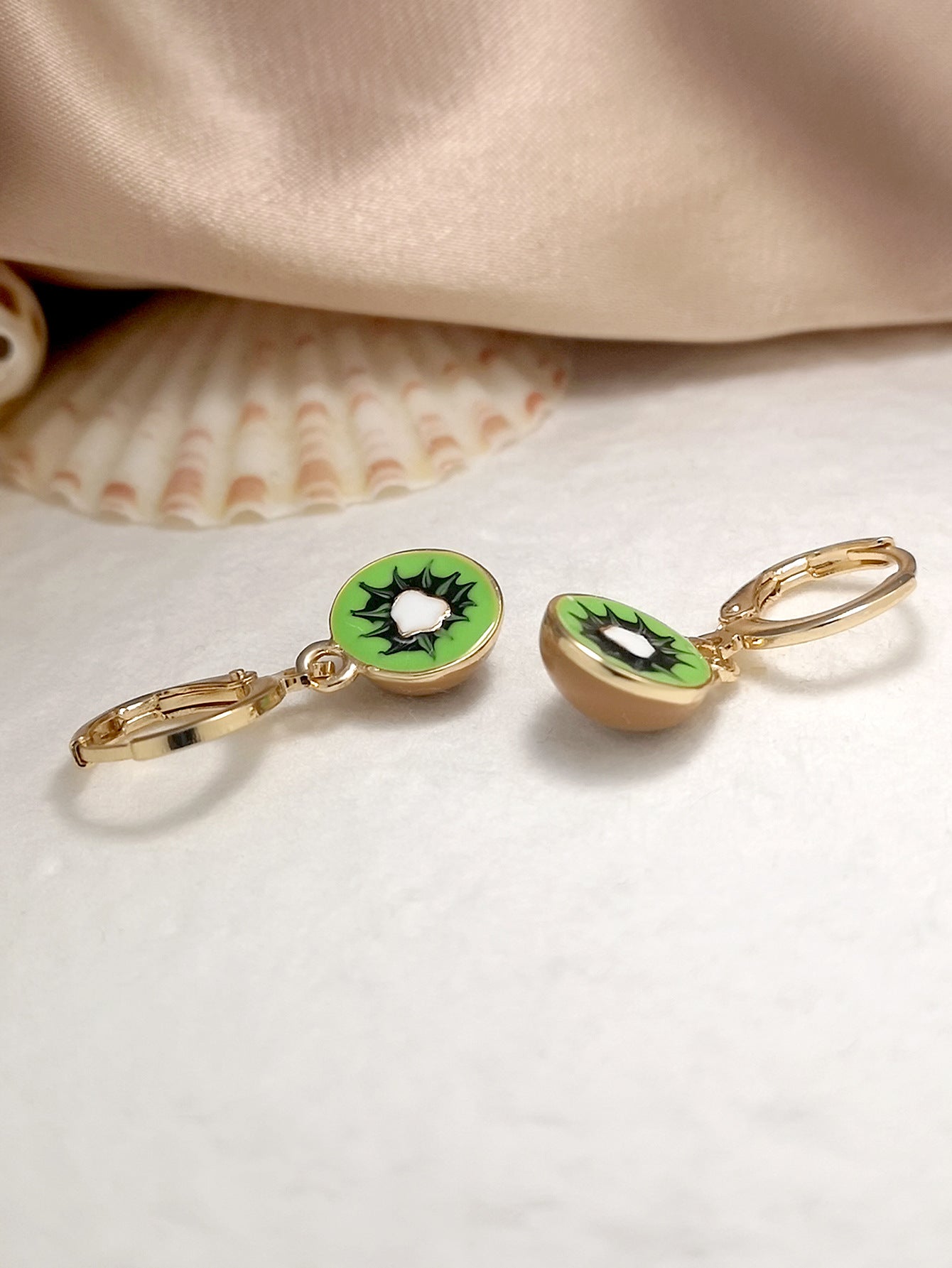 Alloy green kiwifruit earrings (Minimo de compra 3) MIC-MeiY003