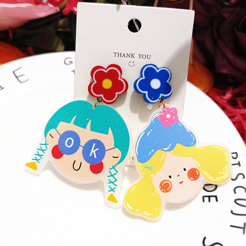 Resin Hip Hop Girls' Cartoon Earrings MIC-XingJ061