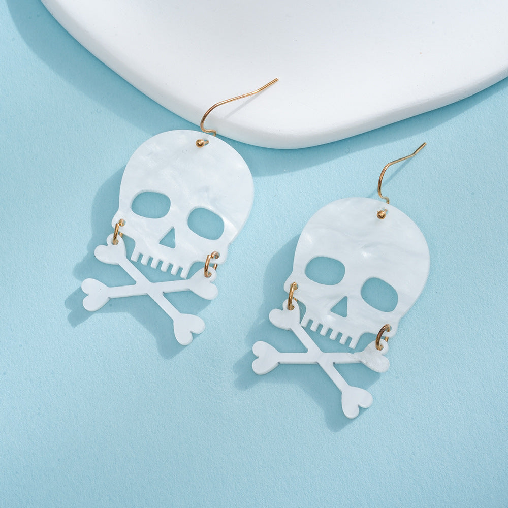 Alloy acrylic explosive skull earrings (Minimo de compra 2) MIC-AnD003