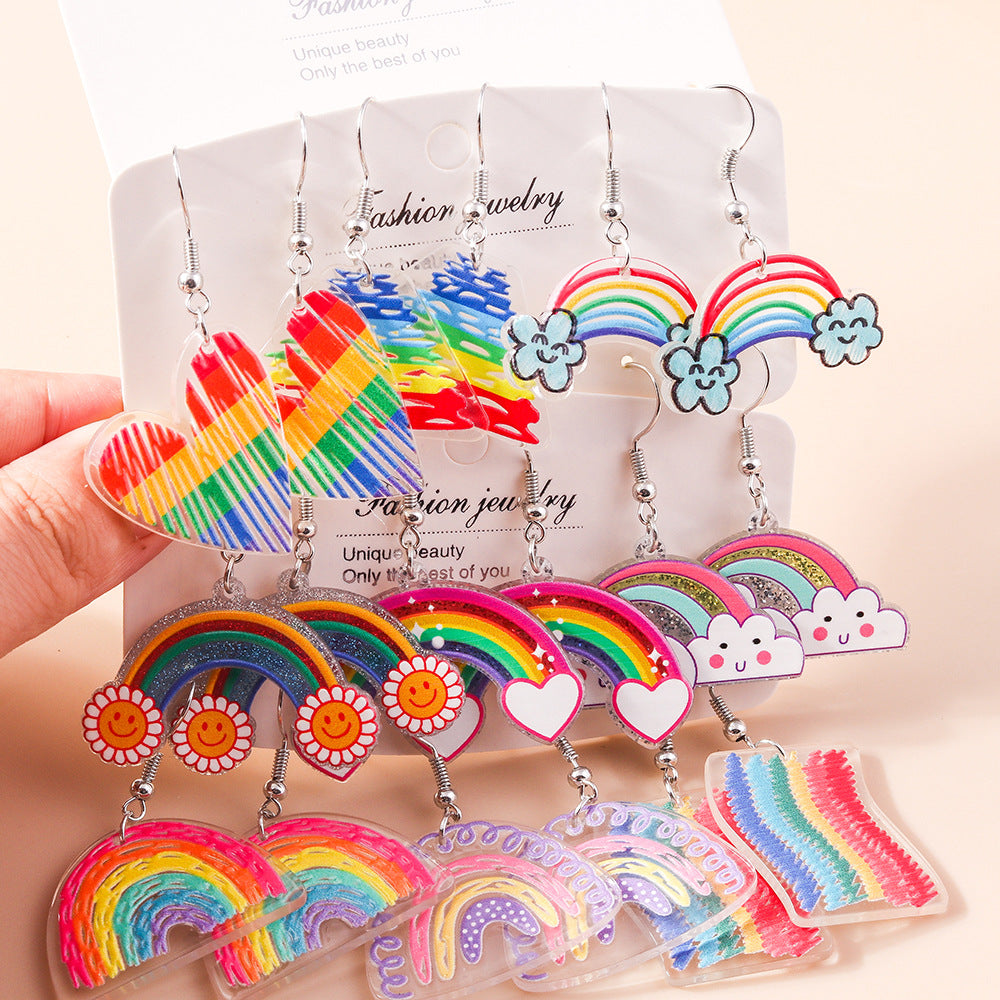 Acrylic Rainbow Cloud Earrings (Minimo de Compra 2) MYA-YueS005