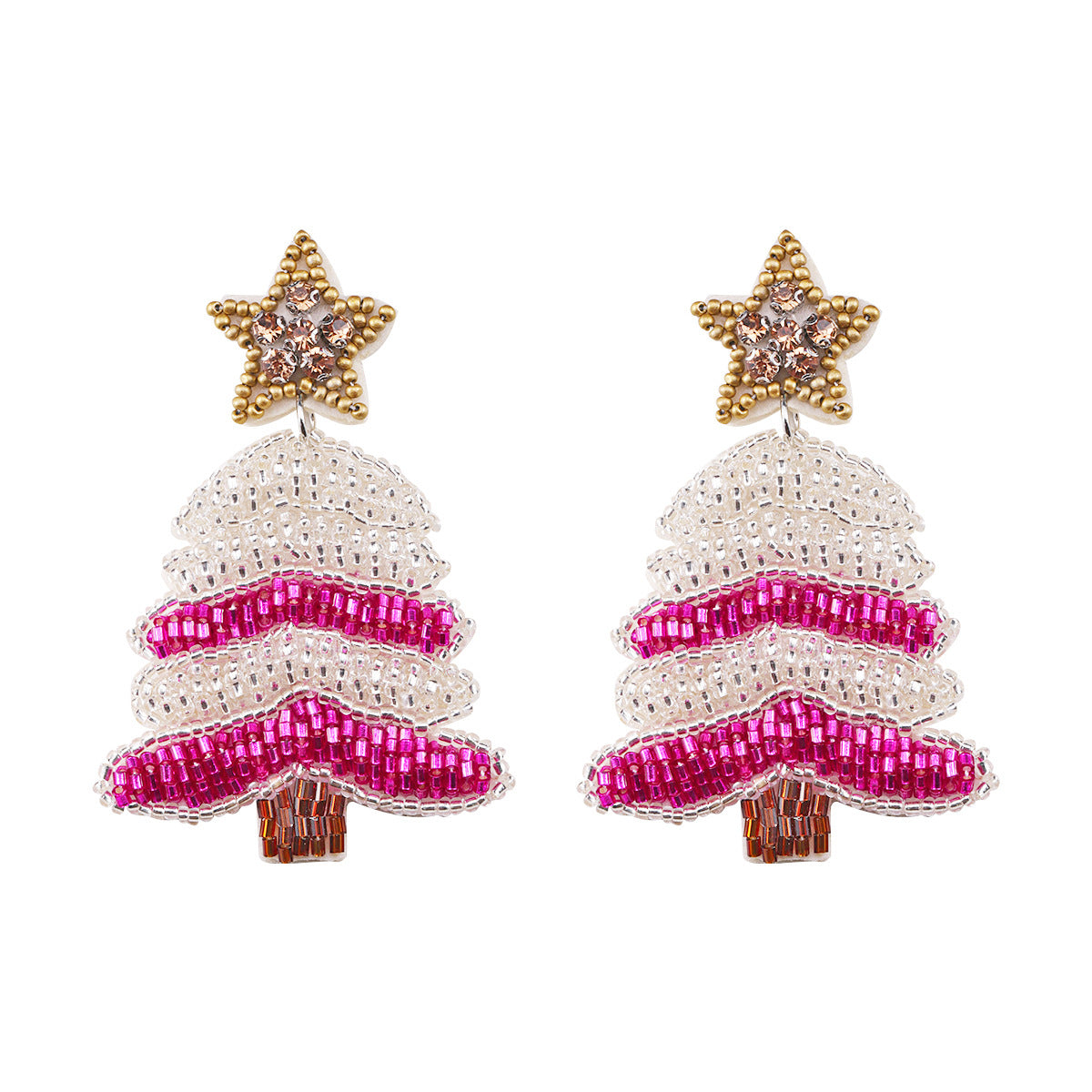 Alloy Pink Christmas Tree Earrings (Minimo de Compra 2) MYA-DWKM001