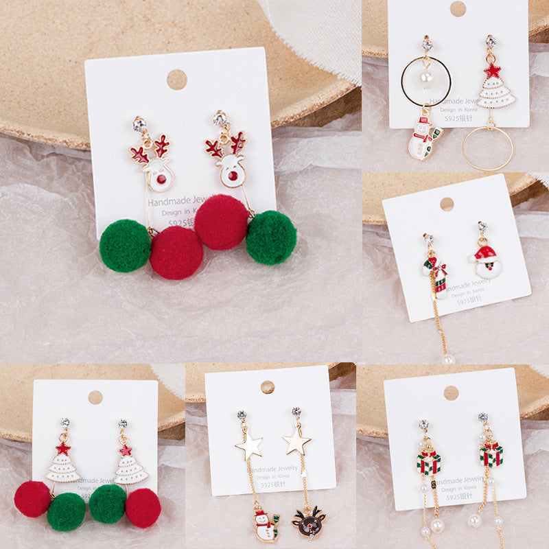 Alloy Santa Claus Bell Snowflake Earrings (Minimo de Compra 2)  MIC-JueH006