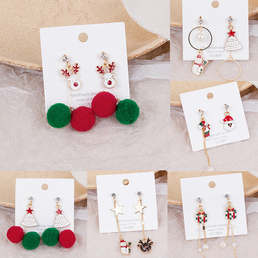 Alloy Santa Claus Bell Snowflake Earrings (Minimo de Compra 2)  MIC-JueH006