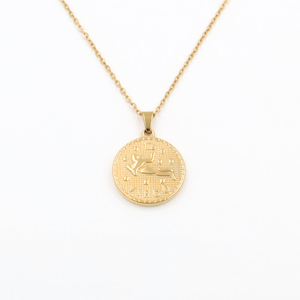 Stainless steel gold-plated twelve zodiac necklace MYA-XuanJ042