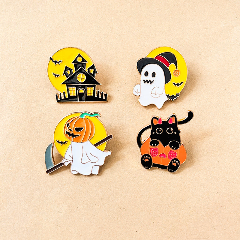 Alloy Halloween pumpkin cat brooch (Minimo de compra 2) MIC-DongQ024