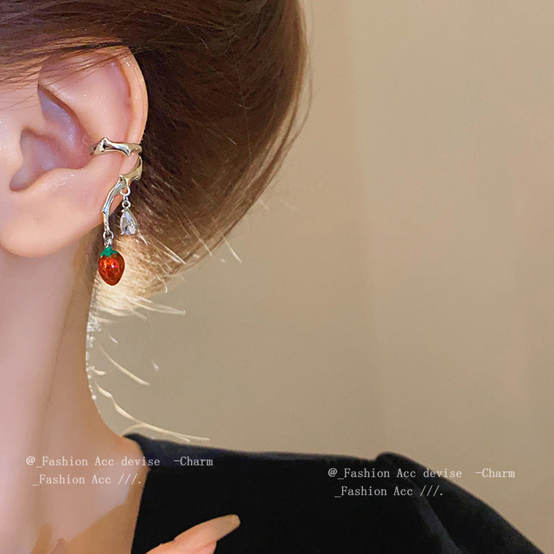 Alloy Strawberry Zircon Fashion Earrings MIC-HuiH006