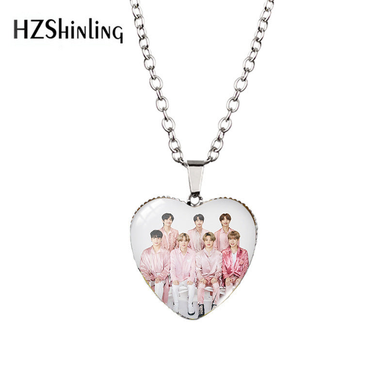 Alloy Time Gem Heart Necklace MIC-XiangL038