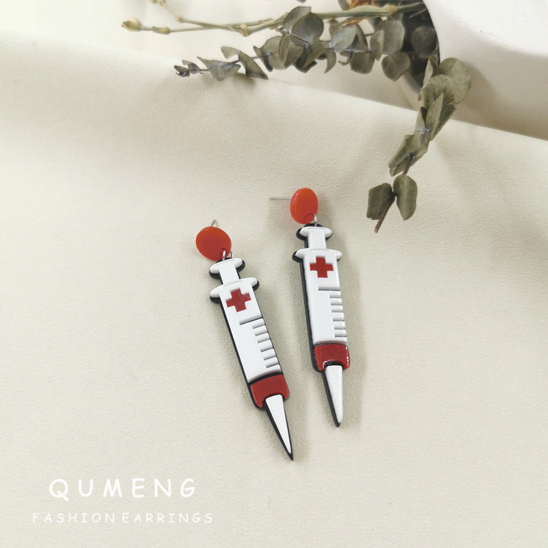 Acrylic simulation needle barrel earrings (Minimo de Compra 2) MYA-QingM031