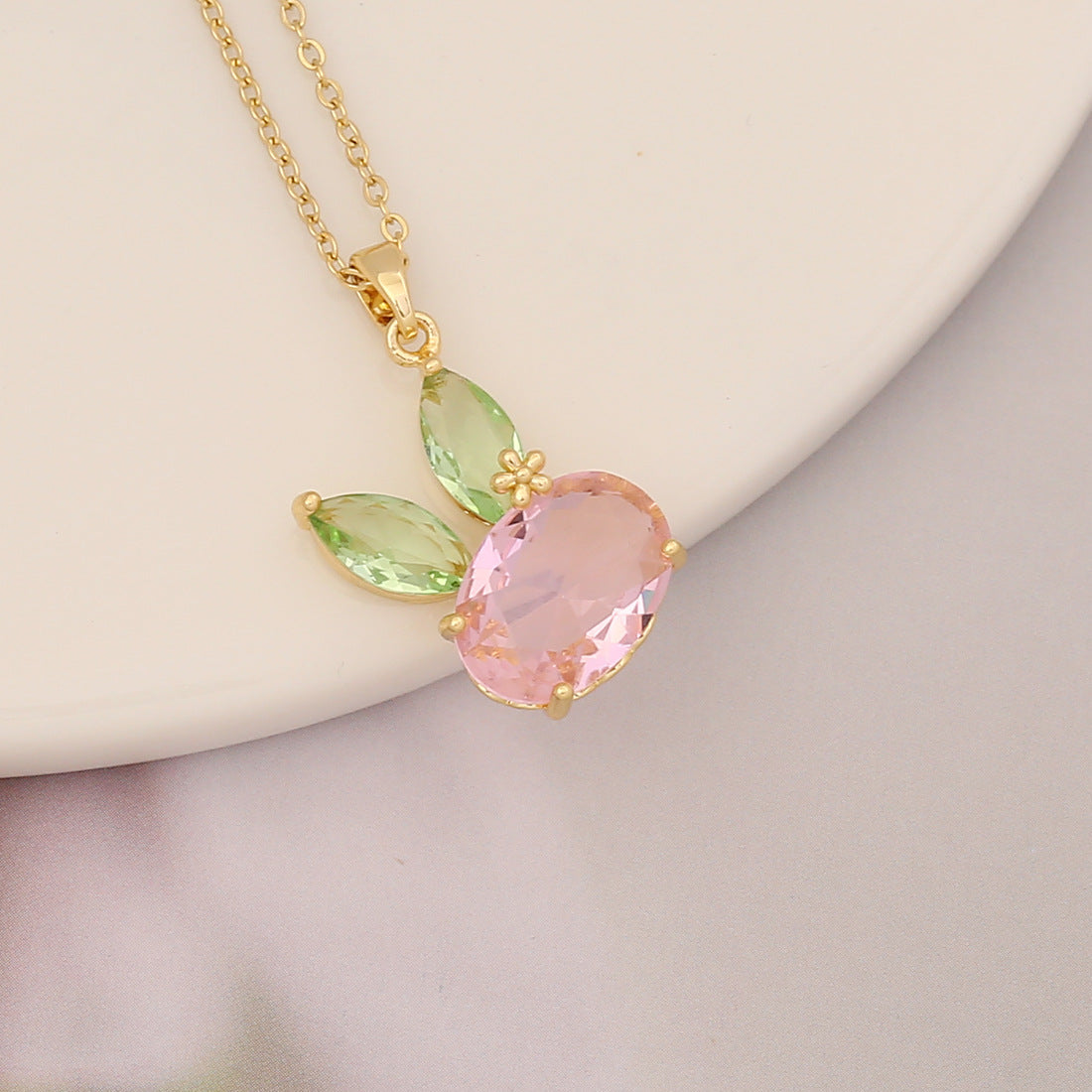 Necklaces Copper Zircon Stainless Steel Pink Butterfly Heart BingM024