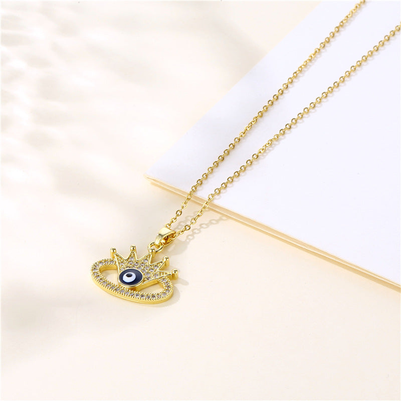 Necklace Stainless Steel Diamond Zircon Devil Eye QR002