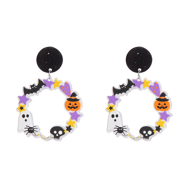 Acrylic Pumpkin Skeleton Ghost Earrings (Minimo de Compra 2) MIC-ChouT039