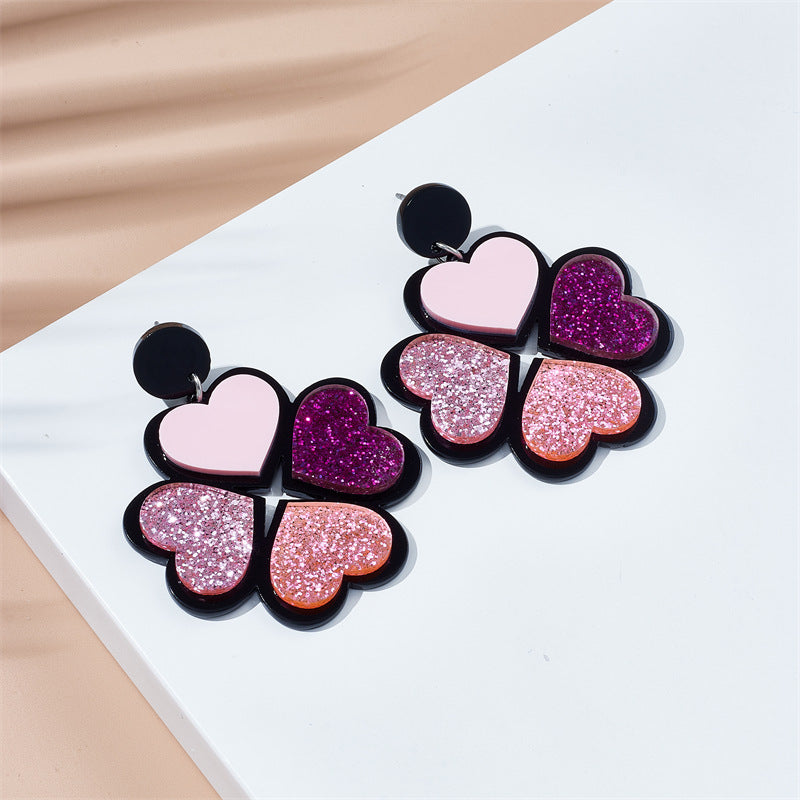 Acrylic splicing Four-leaf clover earrings MYA-XiY011