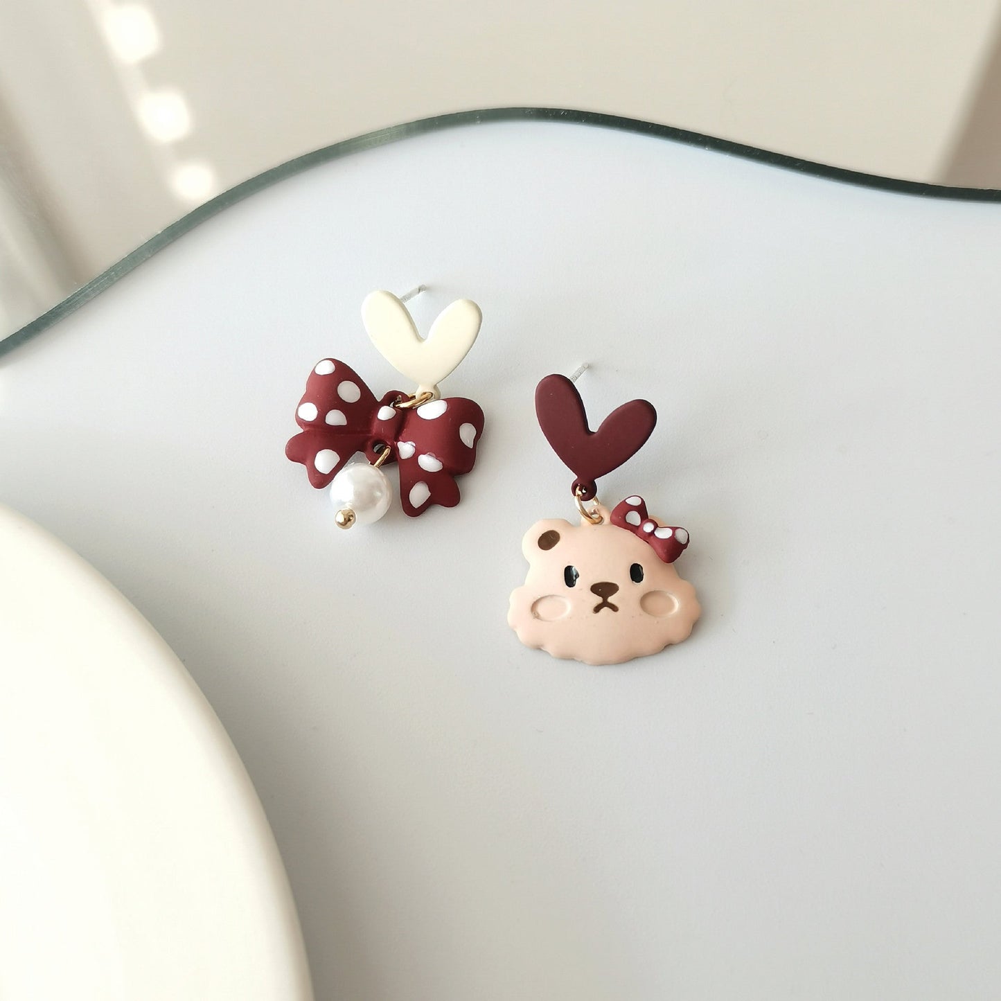 S925 Silver Needle Day Heart Rabbit Stud Earrings MIC-YKT019