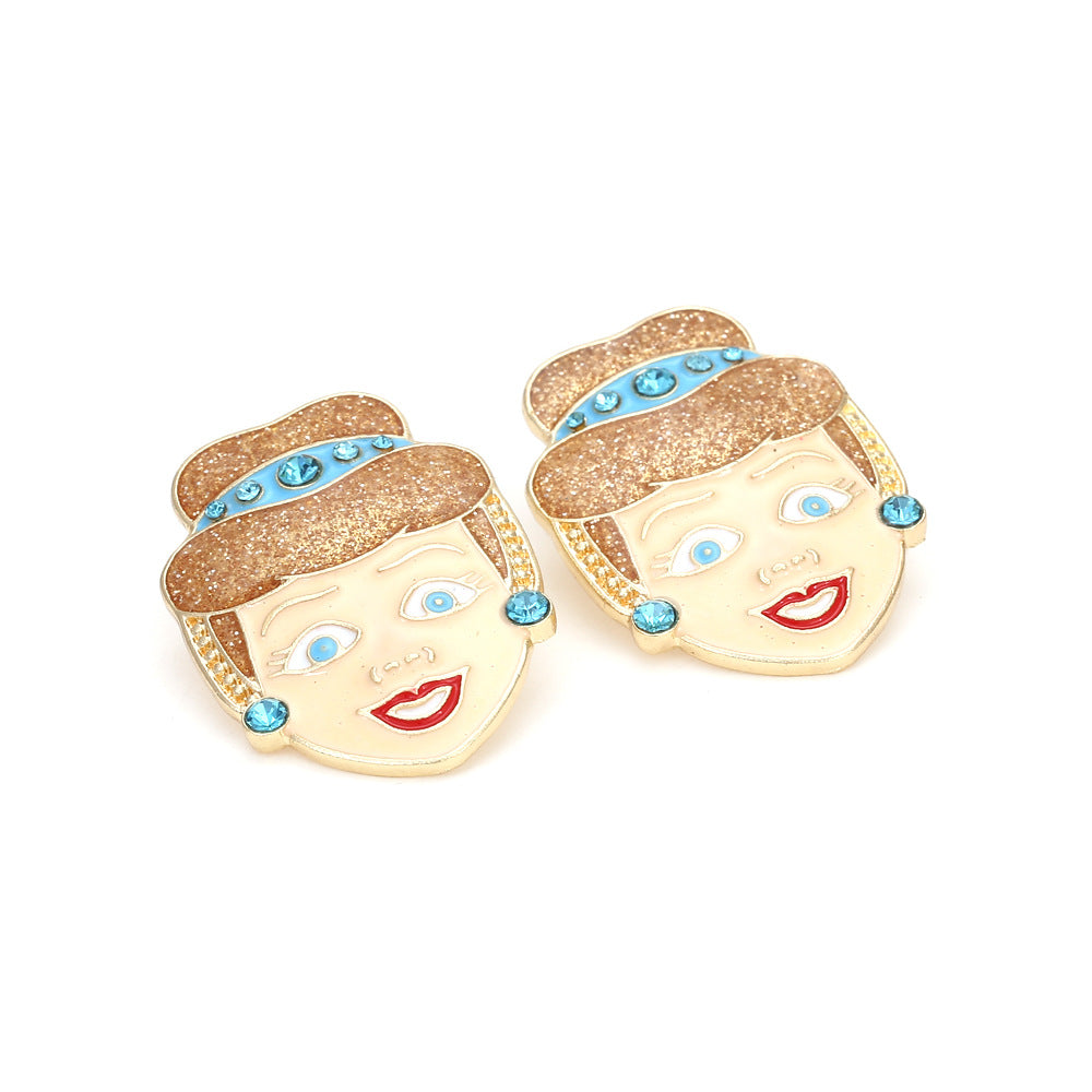 Alloy diamond inlaid cartoon character earrings MIC-ManY041