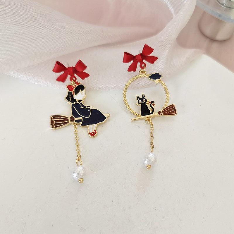 Alloy cartoon character cat earrings (Minimo de Compra 2) MIC-BLD062