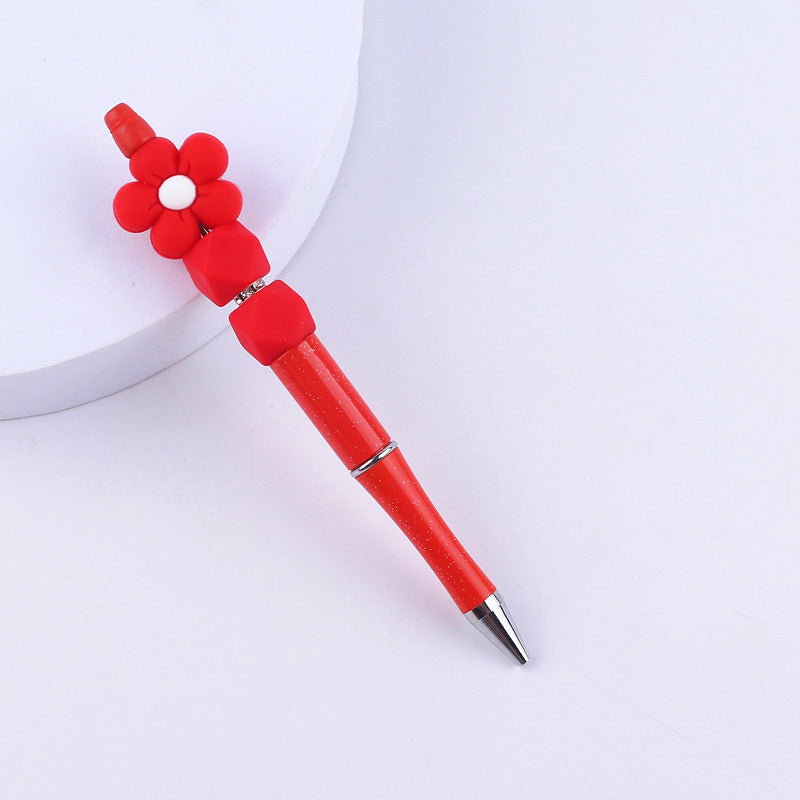 Beadable Pens Handmade Flower Silicone Beaded Ballpoint Pen GuangTian004