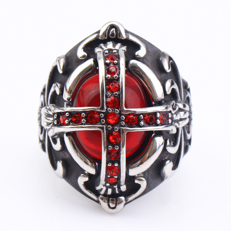 Gothic cross stainless steel diamond setting XuanL002