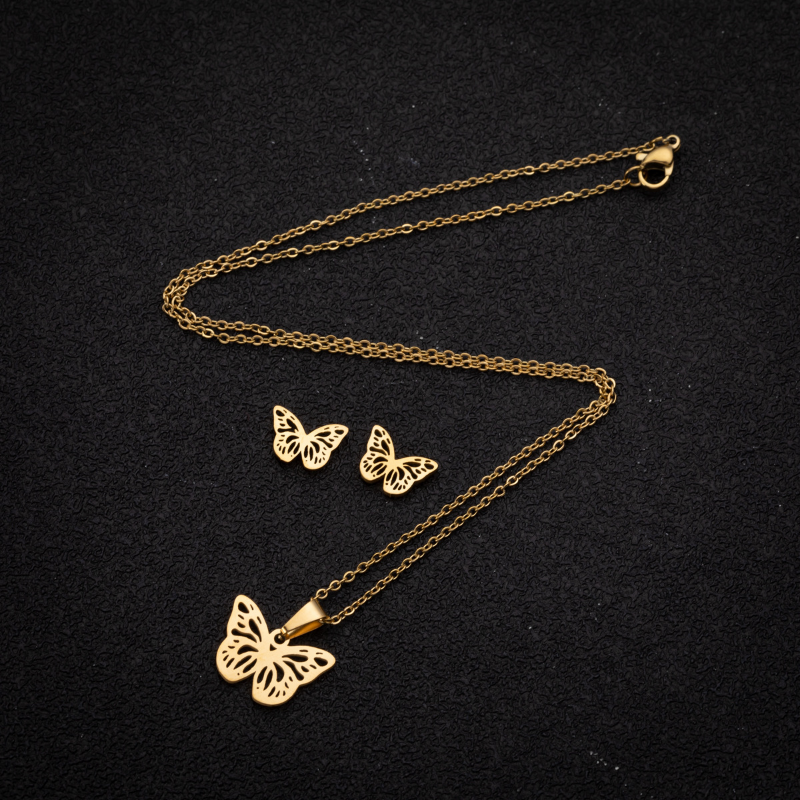 Stainless steel chain Butterfly design stainless steel set necklace SS032