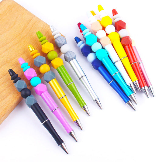 Beadable Pens Handmade Colorful Silicone Beaded Ballpoint Pen GuangTian007