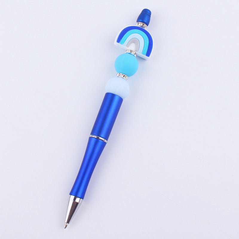 Beadable Pens Rainbow Silicone Beads Plastic Ballpoint Pen GuangTian002