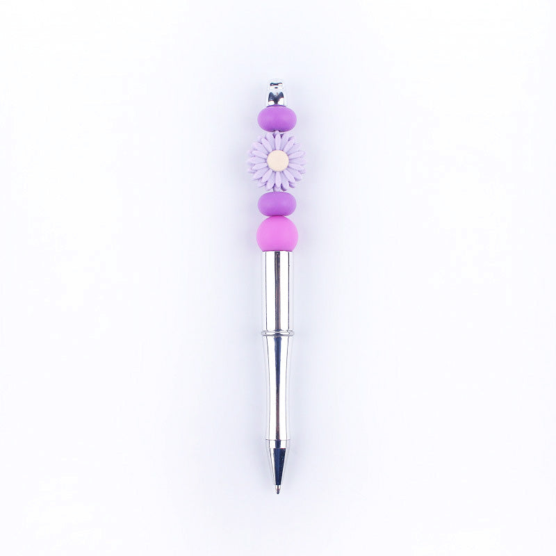 Beadable Pens Handmade Daisy Silicone Beaded Ballpoint Pen GuangTian003