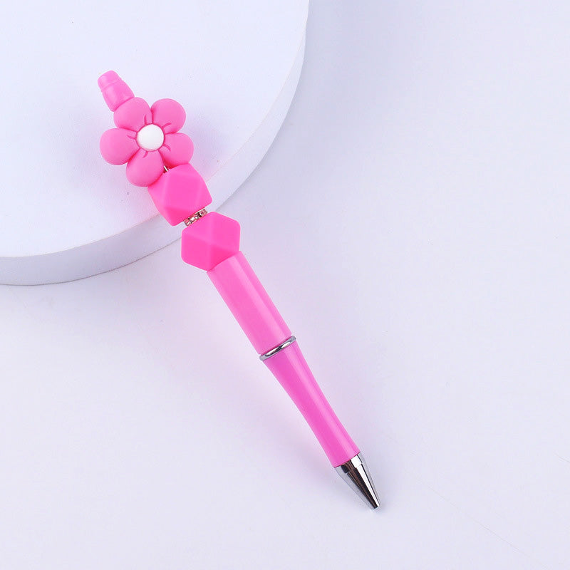 Beadable Pens Handmade Flower Silicone Beaded Ballpoint Pen GuangTian004