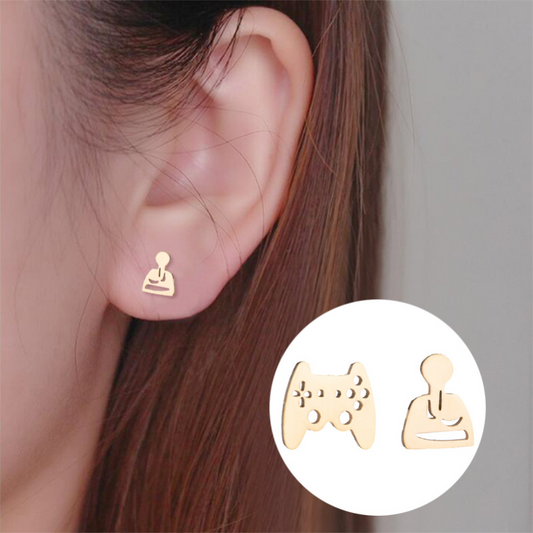 earrings Asymmetrical gamepad stainless steel stud earrings SS043